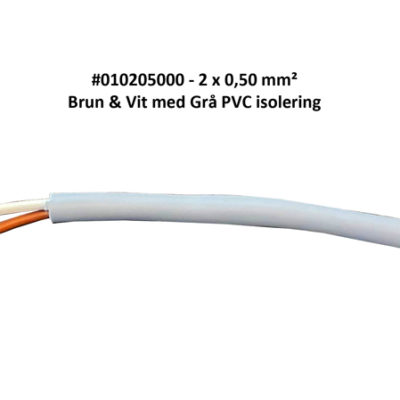 Kopplingstråd LiYY 2 x 0.50mm² brun/vit kärna, grå isolering