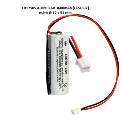 ER17505 A 3,6V 3600mAh [Li-SOCl2] kabel ± kontakt [K26]