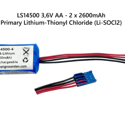 2 x LS14500 3,6V med 4 trådar± kontakt HE14-4