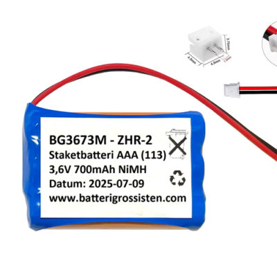 Staketbatteri (113) AAA 3,6V 700mAh med Kontakt JST-ZHR-2