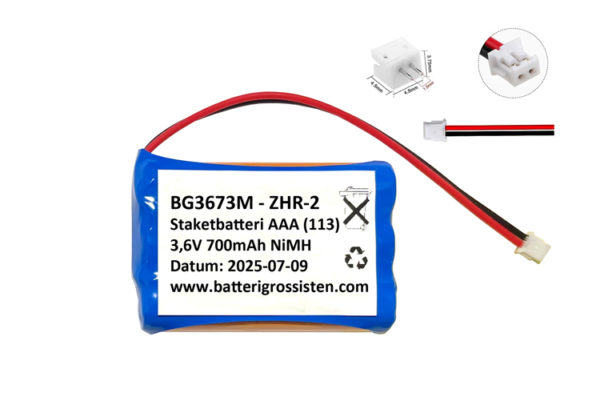 Staketbatteri (113) AAA 3,6V 700mAh med Kontakt JST-ZHR-2