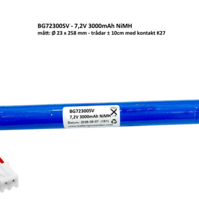 Stavbatteri (161) SubC - 7,2V 3,0Ah NiMH med kontakt [K27]