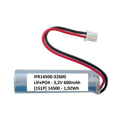 Nödljusbatteri IFR14500 1S1P] - 3,2V 600mAh 1,92Wh [LiFePO4]