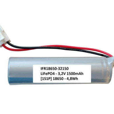 Nödljusbatteri IFR18650 1S1P] - 3,2V 1500mAh 4,8Wh [LiFePO4]