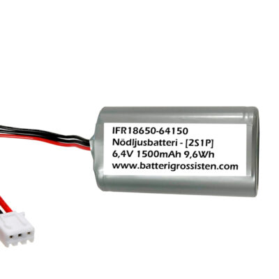 Nödljusbatteri IFR18650 2S1P 6,4V 1500mAh 9,6Wh [LiFePO4]