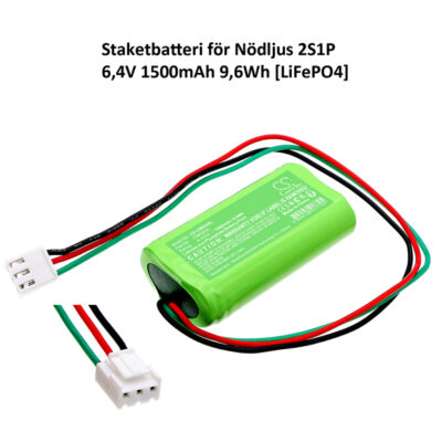Staketbatteri för Nödljus 2S1P- 6,4V 1500mAh 9,6Wh [LiFePO4]