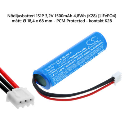 Nödljusbatteri (1S1P) 3,2V 1500mAh 4,8Wh (K28) [LiFePO4]