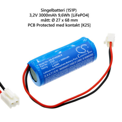 Stavbatteri för Nödljus 1S1P - 3,2V 3000mAh 9,2Wh [LiFePO4]